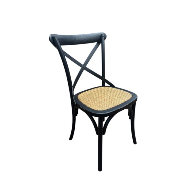 French Cross Back Chair - Wood - L46 x W49 x H88 cm - Black Black