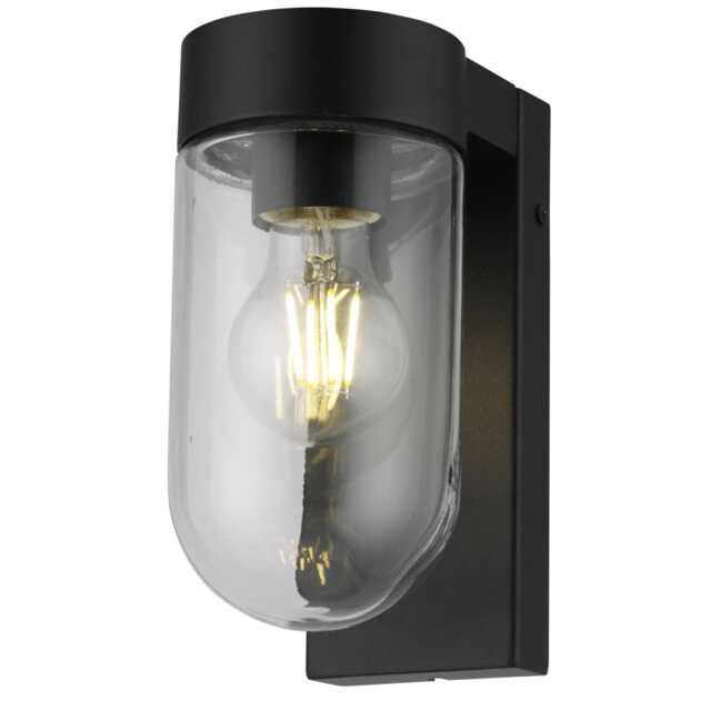 Parnie - Black IP44 Outdoor Wall Light Black Clear 1