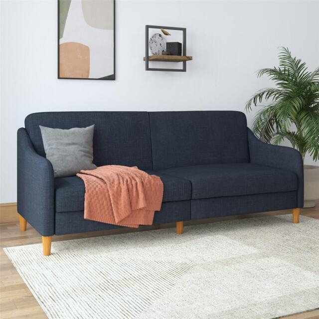 Jasper coil 3-seater Sofa Bed in navy fabric Blue NAVY Three Seater