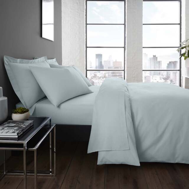 Serene Plain Dyed Fitted Bed Sheet Duck Egg