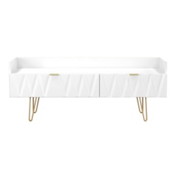 Dallas 2 Drawer TV Console Unit in White Matt (Ready Assembled) White White Matt