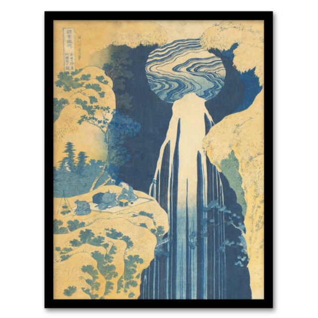 Katsushika Hokusai Framed Wall Art Print The Amida Waterfall Home Décor