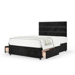 Ortho Classic Orthopaedic Black Naples Velvet 2 Drawer Divan Set And Milan Headboard King Size