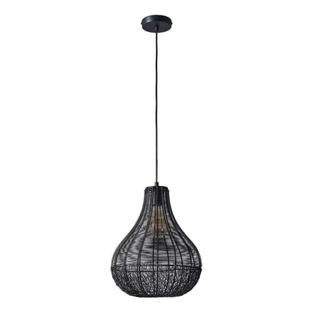 ValueLights Torin Painted Black Pendant Light with Black Hourglass Shade Black