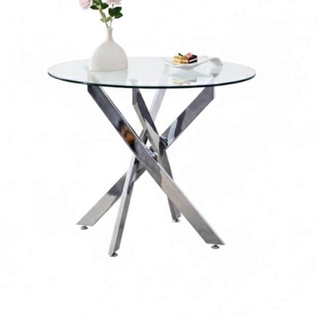 Round Glass Dining Table with Chrome legs, Living / Dining Room, Kitchen, Furniture