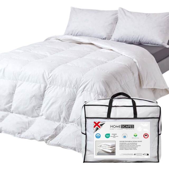 Homescapes Goose Feather and Down 2.5 Tog Summer Duvet White 1