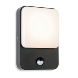 Hero LED Wall Light with PIR Graphite with White Polycarbonate Diffuser IP54