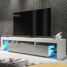 TV Stand TV Unit Cabinet Sideboard Grey High Gloss Doors Free LED 200cm