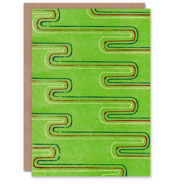 Furuya Korin Japanese Art Card Green Red Line Textile Pattern