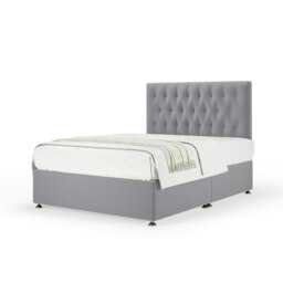 Neptune Spring Silver Plush Velvet Divan Set And Lona Headboard Small Single