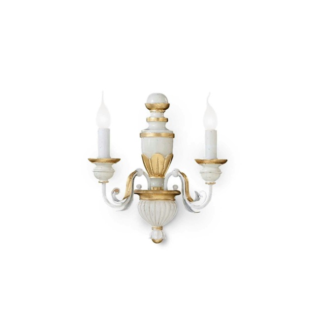 Firenze 2 Light Indoor Candle Wall Light Gold, Ivory, E14