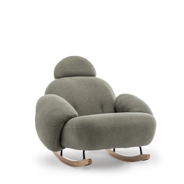 Teddy Boucle Fabric Sage Green Juliette Rocking Nursing Chair