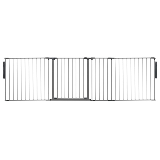 Safetots Premium Multi Panel Room Divider, up to 259cm Wide, Grey, 70cm Tall, Flexible Barrier with Door for Baby and Toddler Grey
