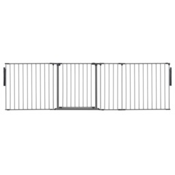Safetots Premium Multi Panel Room Divider, up to 259cm Wide, Grey, 70cm Tall, Flexible Barrier with Door for Baby and Toddler Grey