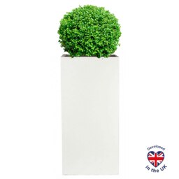 Tall Square White Light Concrete Garden Planter H60 L27 W27 cm, 44 ltrs Cap.