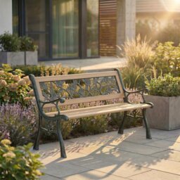 Garden Vida 3 Seater Garden Bench Outdoor Patio Seating, Rose Style