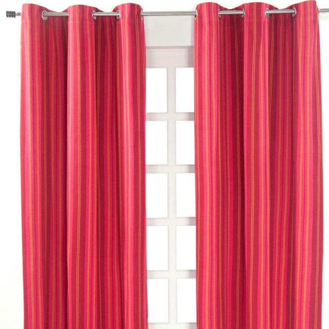 Homescapes Milan Pink Stripes Ready Made Eyelet Curtain Pair - 117 x 137 cm Drop Pink Milan Pink