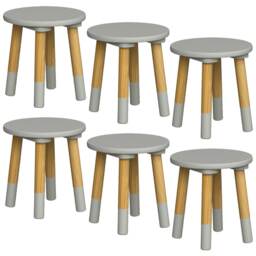 Kids Wooden Stool Seat Round Chair Toddlers Kids Small Children Home Nursery Grey 6 Grey