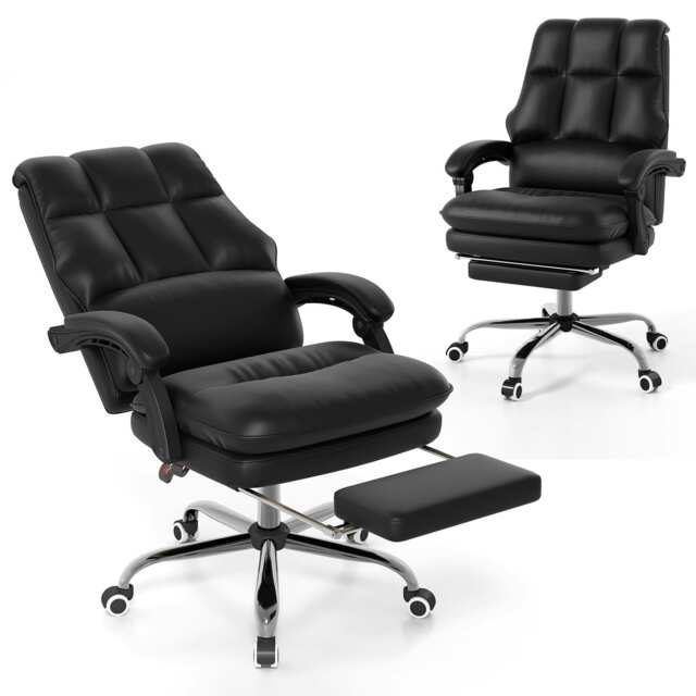 COSTWAY Ergonomic Office Chair w/Swivel Seat Black Black