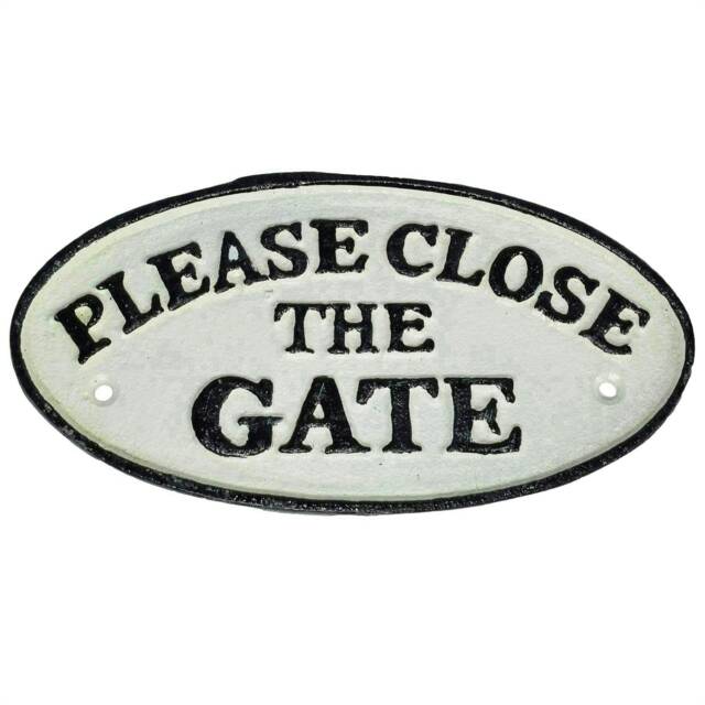 Please Close the Gate Cast Iron Sign Plaque Wall Fence Gate Post Garden Home