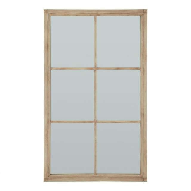 Large Window Mirror - Washed Wood - L4 x W90 x H150 cm - Brown Brown