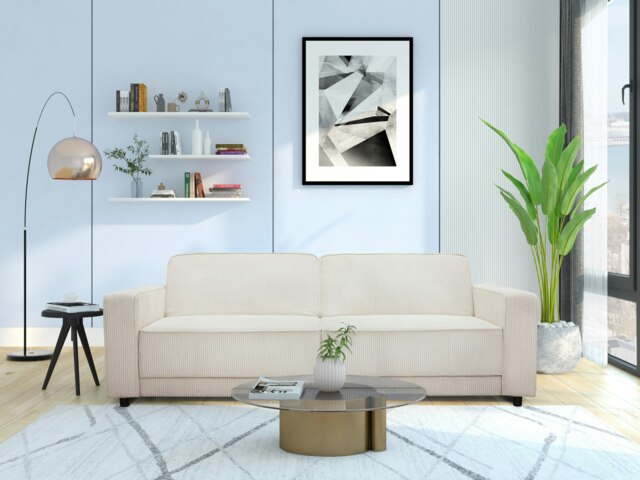 Allie 3 Seaters Sofabed Cream Corduroy White Cream Three Seater