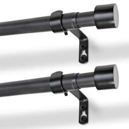 Harbour Housewares Extendable Metal Curtain Poles Kit - 77 to 150cm - Matt Black - Pack of 2