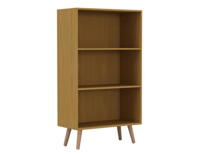 URBNLIVING 3 Tier Wide Bookcase With Scandinavian Style Legs Multi Beech Bookcase & Beech Leg 1