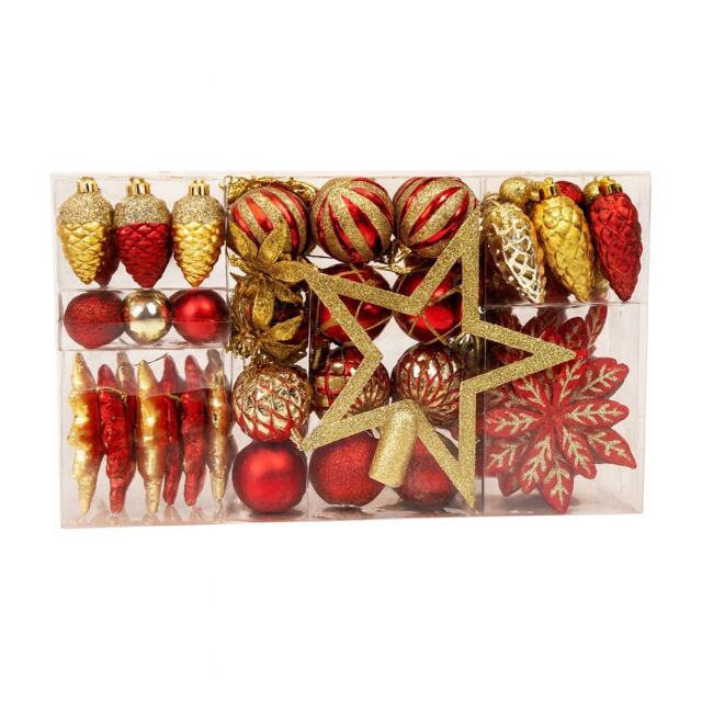 Neo Large 110PCS Christmas Tree Bauble Ornaments Set Red