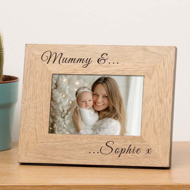 Personalised Mummy and Wood Picture Frame 6x4 Mothers Day Mum
