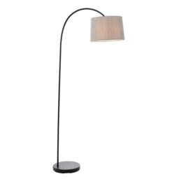 Carlson 1 Light Floor Light Matt Black & Light Grey Cotton Mix, E27
