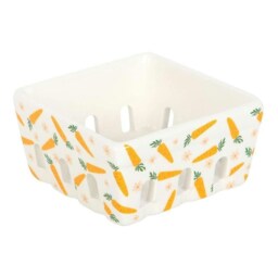 Something Different Carrot Patch Ceramic Basket - White/Orange - One Size