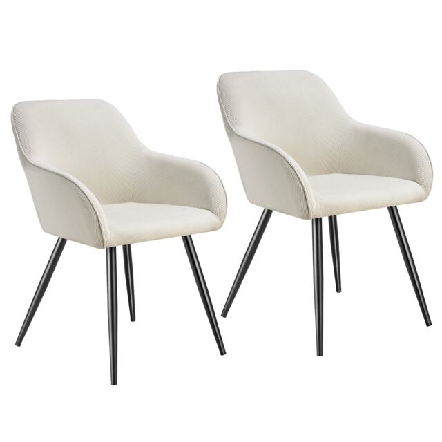 Dining Chair Marilyn - corduroy look, upholstered, armchair, continuous backrest Cream cream/black 2