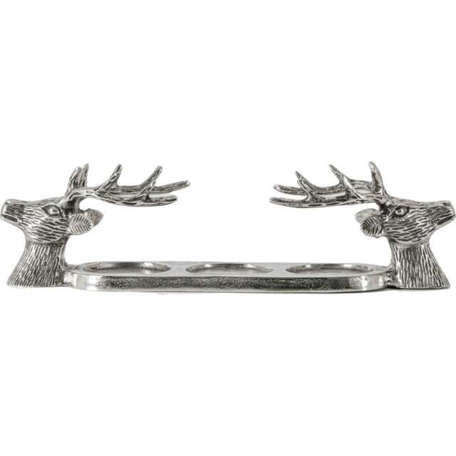 Candle Holder: 3 Candle Stag Candle Holder, Aluminum Chrome