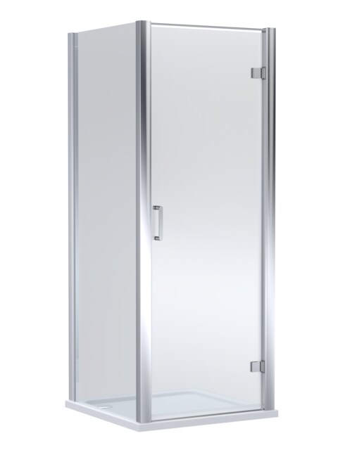 Balterley Hinged Shower Door with Glass, Side Panel & Frame with Slip Resistant Tray Silver Chrome
