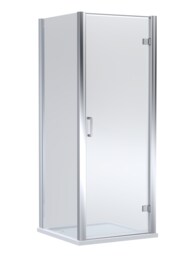Balterley Hinged Shower Door with Glass, Side Panel & Frame with Slip Resistant Tray Silver Chrome