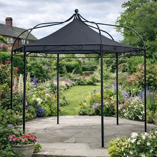 Harlington Deluxe Steel Frame Gazebo With Roof Canopy In Charcoal