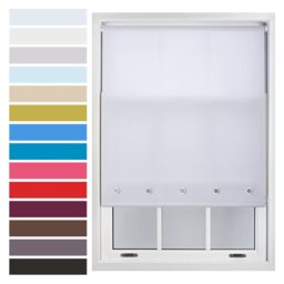 FURNISHED Roller Blinds with Chrome Round Eyelets and Metal Fittings Cut to Size Sheer Window Shade White White (W) 240cm x (L) 210cm