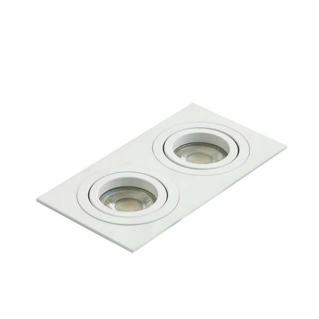 BHS Faina 2 Light Adjustable Double Recessed Spotlight White White 1