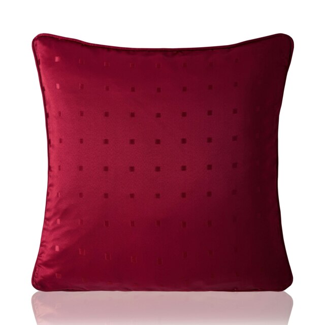 Semi Plain Dobby Square Geometric Woven Jacquard Red Cushion Set of 4 Red 45cm x 45cm x 10cm 4