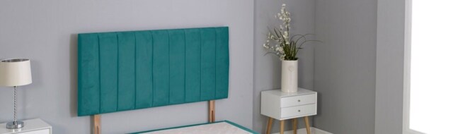 "Green Plush Velvet 9 Panel Headboard Green 5FT King 20""inch Headboard"