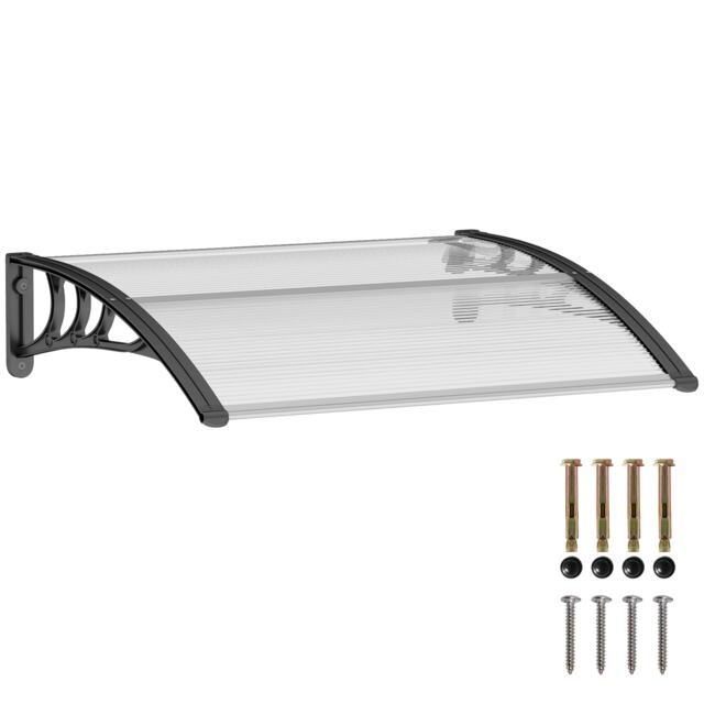 Outsunny Outdoor Window Door Canopy Fixed Awning Porch UV Water Cover White White White 1