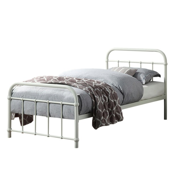 Tewin Vintage Hospital Style White Metal Bed Frame (Single) White White Single