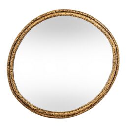 Nahla Medium Mirror with Dimpled Frame - Glass - L4 x W78 x H73 cm - Gold