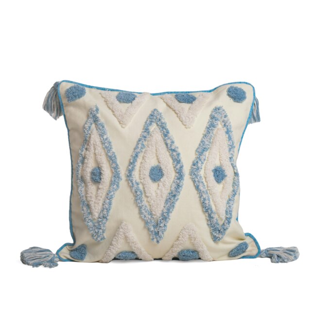 Boho Tassle Heavy Tuft Cushion - 43cm x 43cm Grey