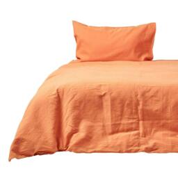 Homescapes Burnt Orange Linen Duvet Cover Set - Super King