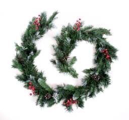 Best Artificial 9ft Deluxe Frosted Christmas Garland with Pine Cones & Winter Red Berries