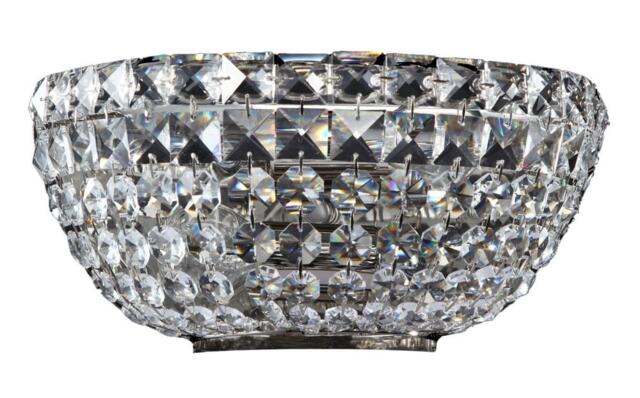 Basfor Flush Wall Lamp Nickel Antique & Crystal, 2 Light, E14