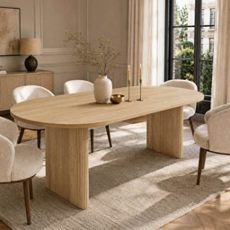 VILUXE Extendable Dining Table 140/200 x 90 cm for 6-8 People, Rounded Corners, Thick MDF Top, Oak