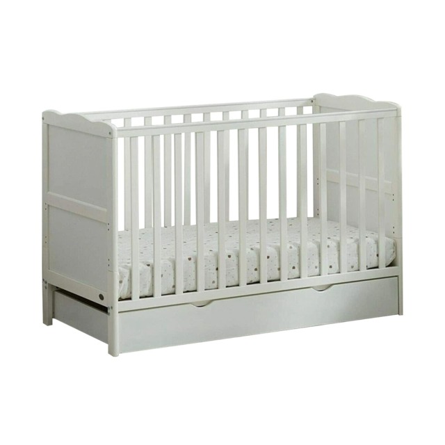 MCC Direct Orlando Wooden Baby Cot Bed White with Drawer White White One Size 1